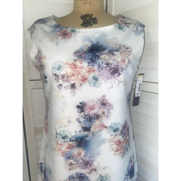 New W/ Tag TIANA B. Stretch A Line Floral SCOOP NECK Tank DRESS Size 6 USA - Picture 2 of 7